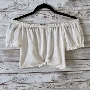 H&M Divided White Off Shoulder Crop Top